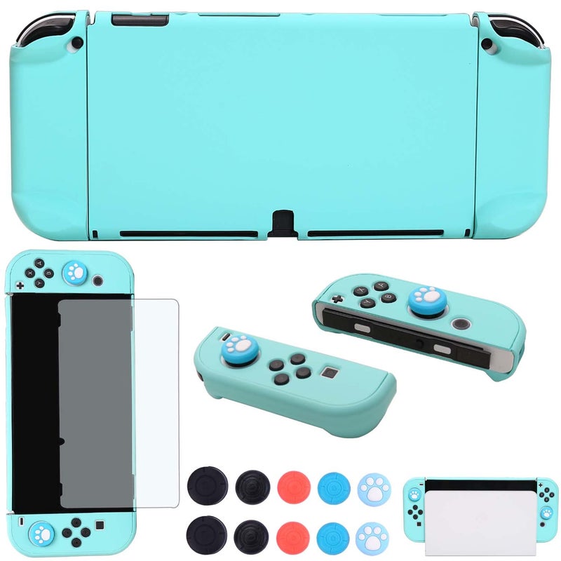 COMCOOL Dockable Case for Nintendo Switch OLED 2021 - Protective Cover Accessories for Nintendo Switch OLED and Joy-Con Controller with Screen Protector Thumb Grips - Mint Green - Image 1